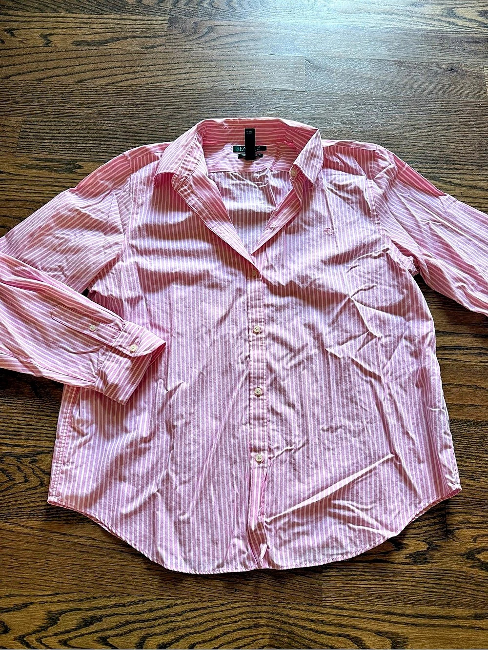 Lauren Ralph Lauren Non-Iron Striped Cotton Button-Down Shirt Pink & White XL